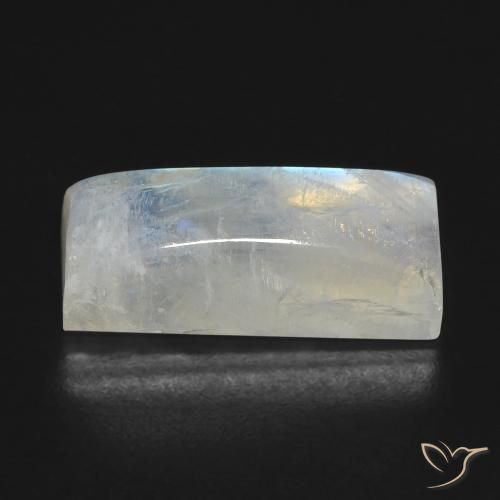 Pietra di luna arcobaleno Bianco bluastro naturale da 9.46 ct, Taglio a baguette, Trasparente