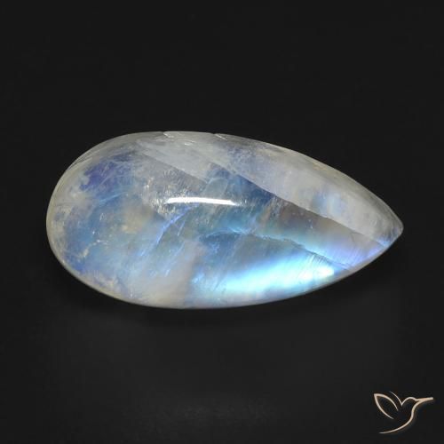 Pietra di luna arcobaleno Bianco bluastro naturale da 8.35 ct, Forma a pera, Trasparente