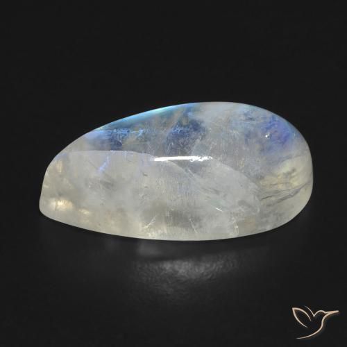 Pietra di luna arcobaleno Bianco bluastro naturale da 8.35 ct, Forma a pera, Trasparente