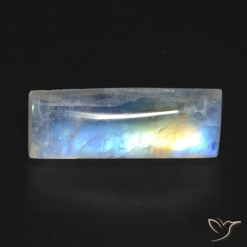 6.98ct Naturale Bianco bluastro Pietra di luna arcobaleno, Taglio a baguette, Trasparente