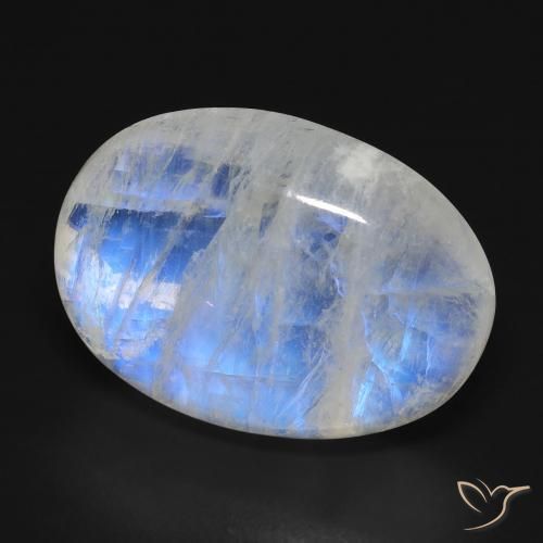 Pietra di luna arcobaleno Bianco bluastro naturale da 17.74 ct, Ovale, Trasparente