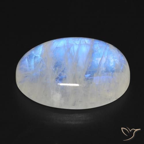 Pietra di luna arcobaleno Bianco bluastro naturale da 17.74 ct, Ovale, Trasparente