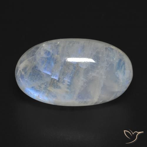 16.25ct Naturale Bianco bluastro Pietra di luna arcobaleno, Ovale, Trasparente