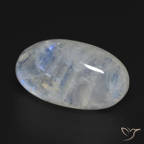 Pietra di luna arcobaleno Bianco bluastro naturale da 16.25 ct, Ovale, Trasparente