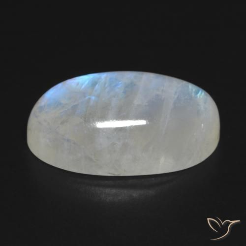 Pietra di luna arcobaleno Bianco bluastro naturale da 16.25 ct, Ovale, Trasparente