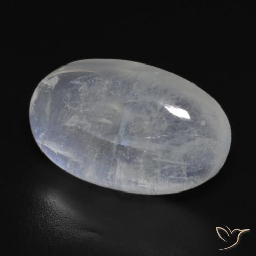 Pietra di luna arcobaleno Bianco bluastro naturale da 11.13 ct, Ovale, Trasparente