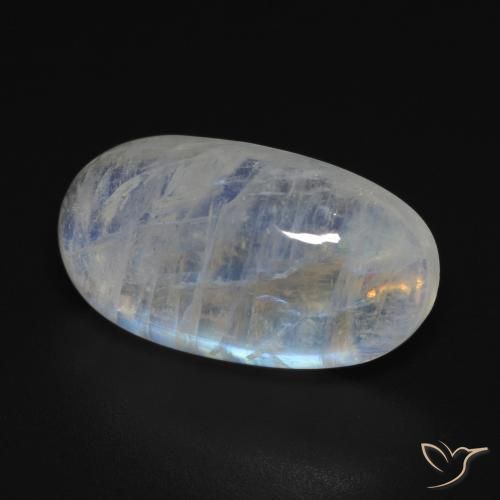 Pietra di luna arcobaleno Bianco bluastro naturale da 11.85 ct, Ovale, Trasparente