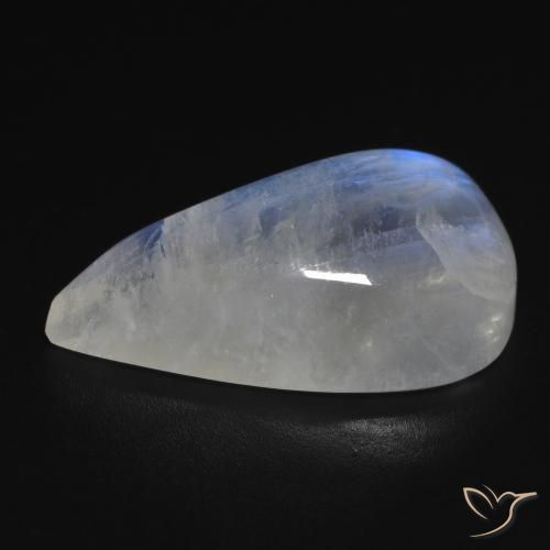 Pietra di luna arcobaleno Bianco bluastro naturale da 14.18 ct, Forma a pera, Trasparente