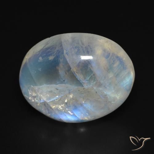 15.46ct Naturale Bianco bluastro Pietra di luna arcobaleno, Ovale, Trasparente