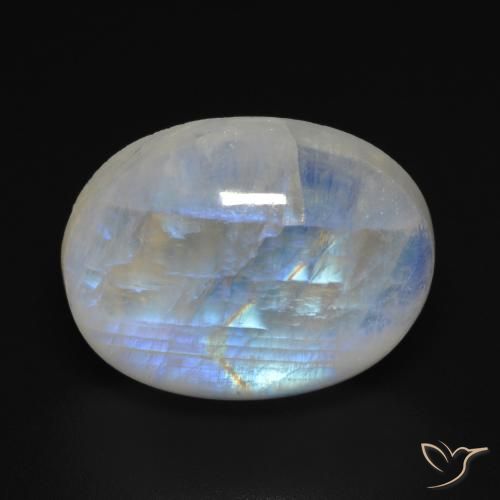 16.79ct Naturale Bianco bluastro Pietra di luna arcobaleno, Ovale, Trasparente