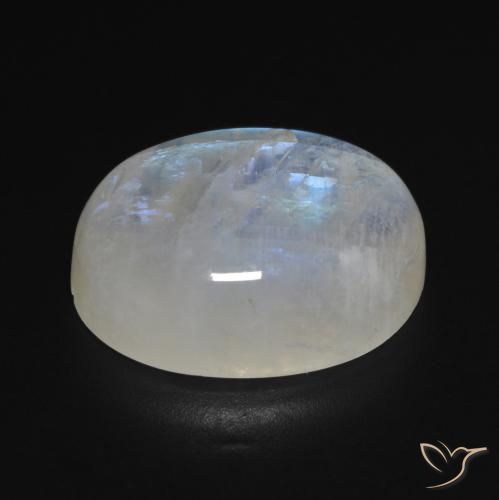 Pietra di luna arcobaleno Bianco bluastro naturale da 16.79 ct, Ovale, Trasparente