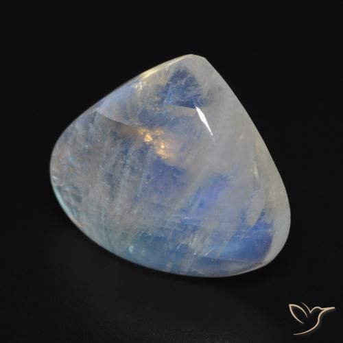 Pietra di luna arcobaleno Bianco bluastro naturale da 12.67 ct, Forma a pera, Trasparente