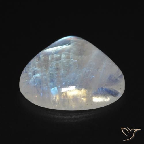 Pietra di luna arcobaleno Bianco bluastro naturale da 12.67 ct, Forma a pera, Trasparente