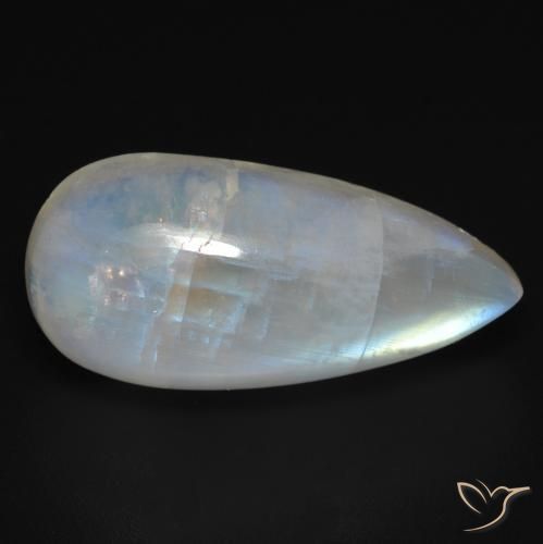 Pietra di luna arcobaleno Bianco bluastro naturale da 15.73 ct, Forma a pera, Trasparente