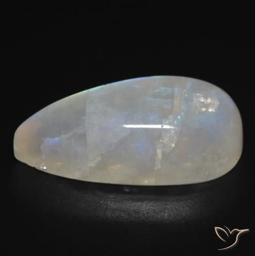 Pietra di luna arcobaleno Bianco bluastro naturale da 15.73 ct, Forma a pera, Trasparente
