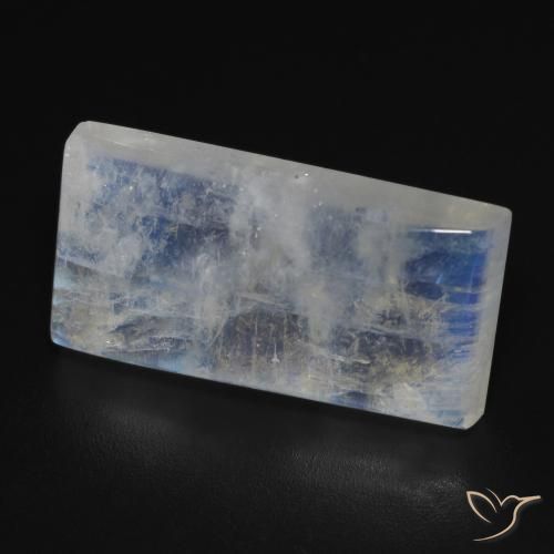 Pietra di luna arcobaleno Bianco bluastro naturale da 11.79 ct, Taglio a baguette, Trasparente