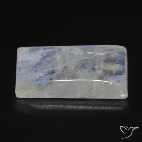 Pietra di luna arcobaleno Bianco bluastro naturale da 11.79 ct, Taglio a baguette, Trasparente