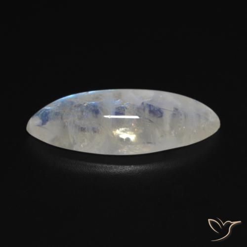 Pietra di luna arcobaleno Bianco bluastro naturale da 10.53 ct, Taglio marquise, Trasparente