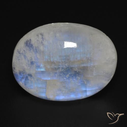 17.16ct Naturale Bianco bluastro Pietra di luna arcobaleno, Ovale, Trasparente