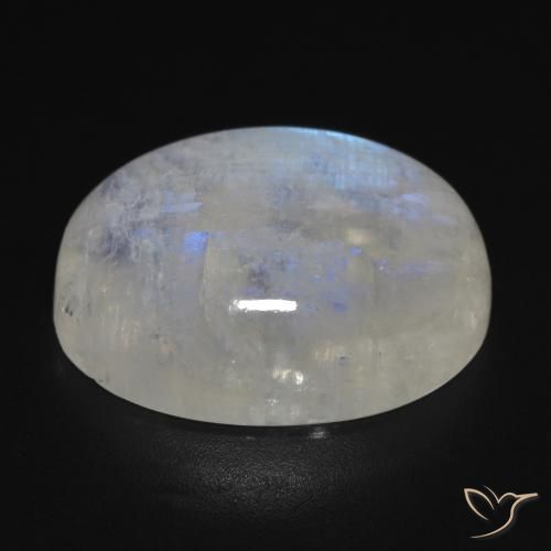 Pietra di luna arcobaleno Bianco bluastro naturale da 17.16 ct, Ovale, Trasparente