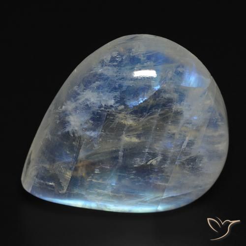 Pietra di luna arcobaleno Bianco bluastro naturale da 18.49 ct, Forma a pera, Trasparente