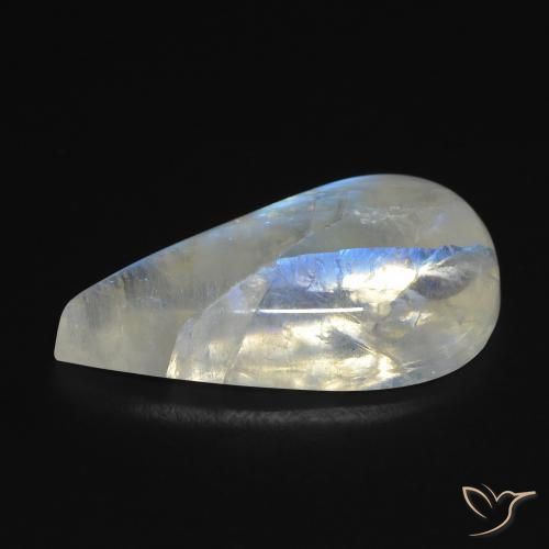 Pietra di luna arcobaleno Bianco bluastro naturale da 10.68 ct, Forma a pera, Trasparente
