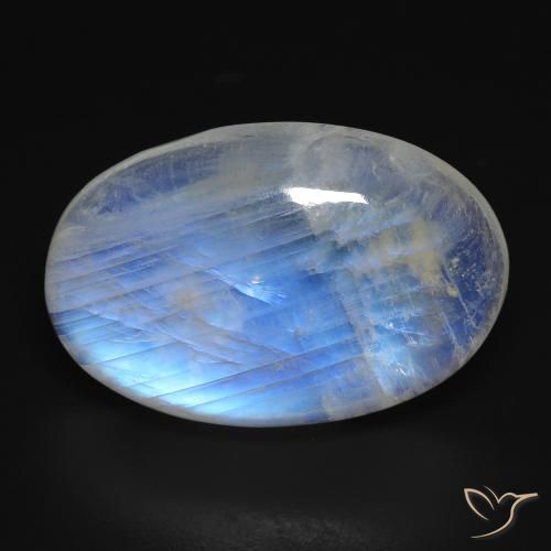 26.34ct Naturale Bianco bluastro Pietra di luna arcobaleno, Ovale, Trasparente