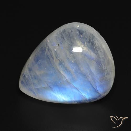 Pietra di luna arcobaleno Bianco bluastro naturale da 12.82 ct, Forma a pera, Trasparente