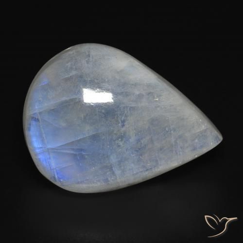 Pietra di luna arcobaleno Bianco bluastro naturale da 18.15 ct, Forma a pera, Trasparente