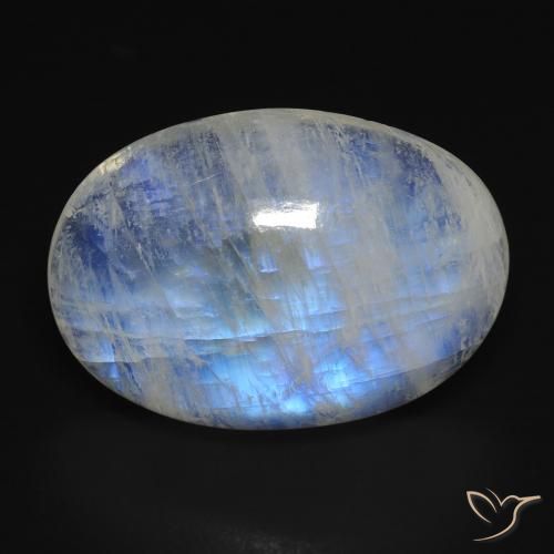 14.74ct Naturale Bianco bluastro Pietra di luna arcobaleno, Ovale, Trasparente