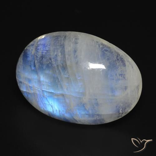 Pietra di luna arcobaleno Bianco bluastro naturale da 14.74 ct, Ovale, Trasparente