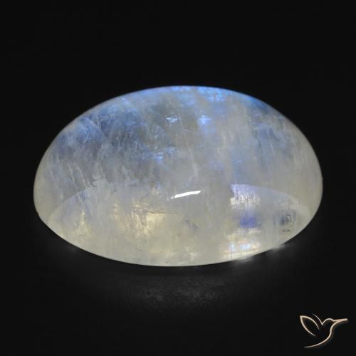 Pietra di luna arcobaleno Bianco bluastro naturale da 14.74 ct, Ovale, Trasparente