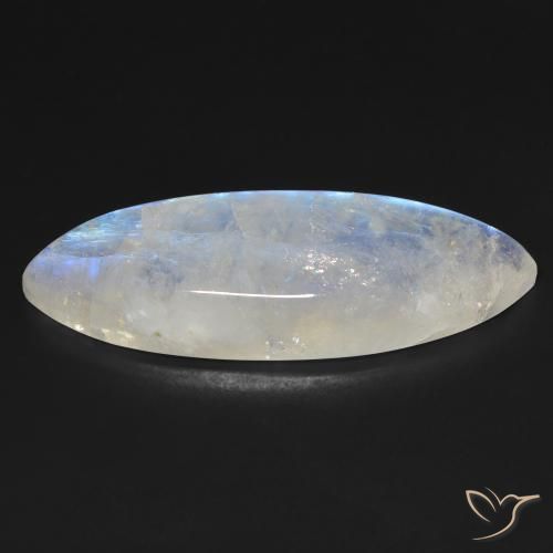 Pietra di luna arcobaleno Bianco bluastro naturale da 33.16 ct, Taglio marquise, Trasparente