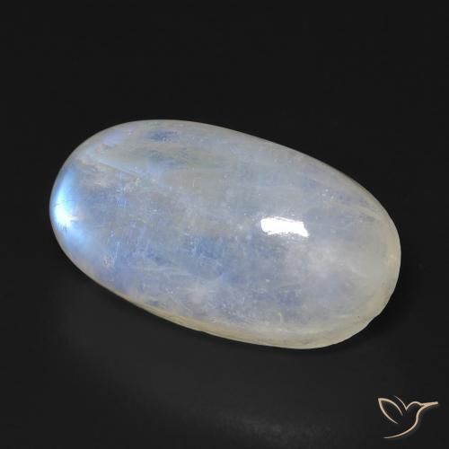 Pietra di luna arcobaleno Bianco bluastro naturale da 13.19 ct, Ovale, Trasparente