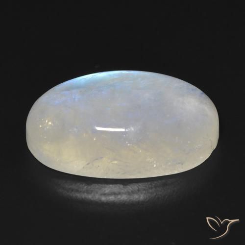 Pietra di luna arcobaleno Bianco bluastro naturale da 13.19 ct, Ovale, Trasparente