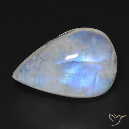 16.35ct Naturale Bianco bluastro Pietra di luna arcobaleno, Forma a pera, Trasparente