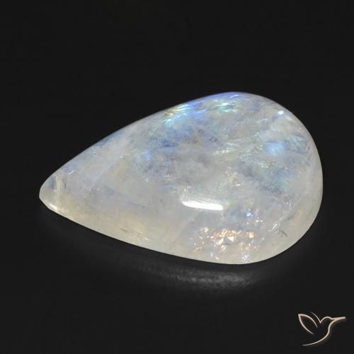 Pietra di luna arcobaleno Bianco bluastro naturale da 13.11 ct, Forma a pera, Trasparente