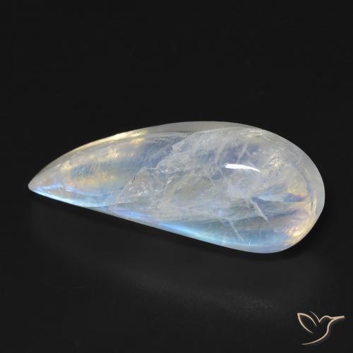 Pietra di luna arcobaleno Bianco bluastro naturale da 11.93 ct, Taglio a fantasia, Trasparente