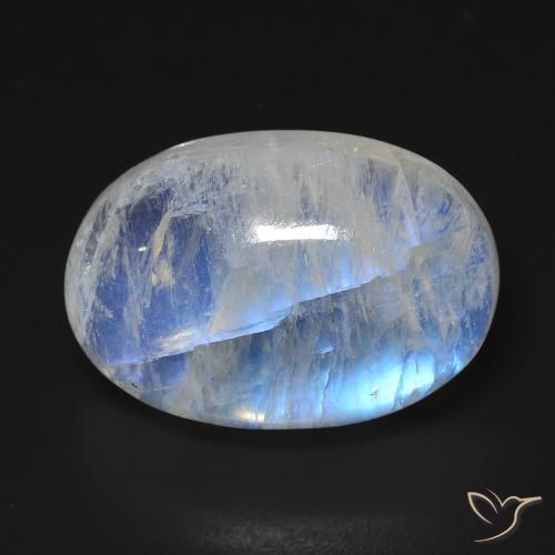 15.76ct Naturale Bianco bluastro Pietra di luna arcobaleno, Ovale, Trasparente