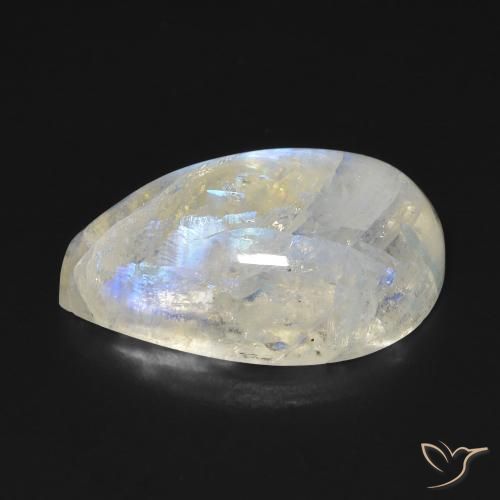 Pietra di luna arcobaleno Bianco bluastro naturale da 13.06 ct, Forma a pera, Trasparente