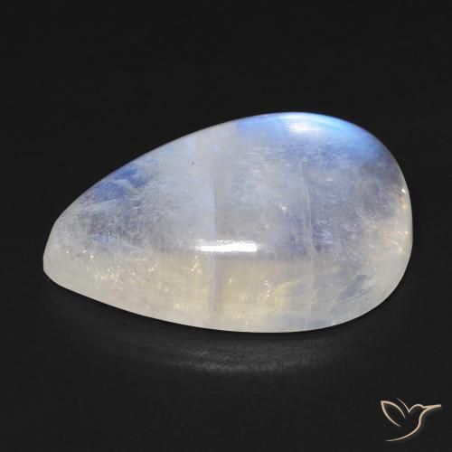 Pietra di luna arcobaleno Bianco bluastro naturale da 19.00 ct, Forma a pera, Trasparente