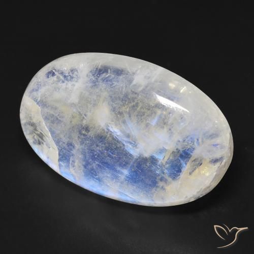 Pietra di luna arcobaleno Bianco bluastro naturale da 21.32 ct, Ovale, Trasparente