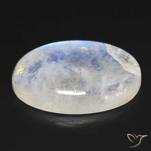 Pietra di luna arcobaleno Bianco bluastro naturale da 21.32 ct, Ovale, Trasparente