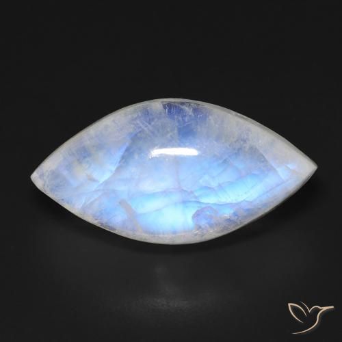 13.68ct Naturale Bianco bluastro Pietra di luna arcobaleno, Taglio marquise, Trasparente
