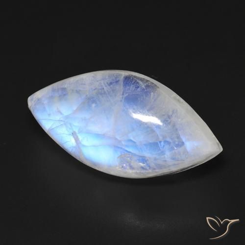 Pietra di luna arcobaleno Bianco bluastro naturale da 13.68 ct, Taglio marquise, Trasparente