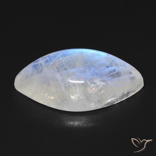 Pietra di luna arcobaleno Bianco bluastro naturale da 13.68 ct, Taglio marquise, Trasparente