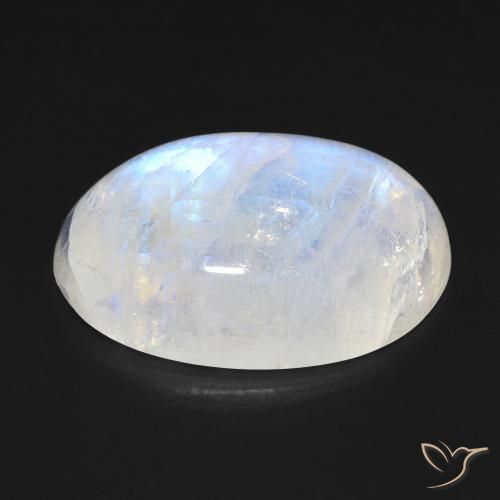 Pietra di luna arcobaleno Bianco bluastro naturale da 14.30 ct, Ovale, Trasparente
