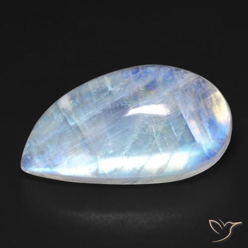 18.58ct Naturale Bianco bluastro Pietra di luna arcobaleno, Taglio a fantasia, Trasparente