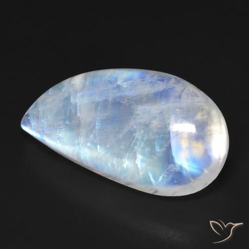 Pietra di luna arcobaleno Bianco bluastro naturale da 18.58 ct, Taglio a fantasia, Trasparente