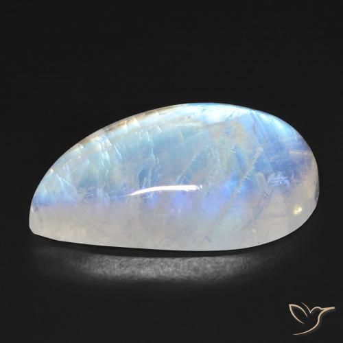 Pietra di luna arcobaleno Bianco bluastro naturale da 18.58 ct, Taglio a fantasia, Trasparente